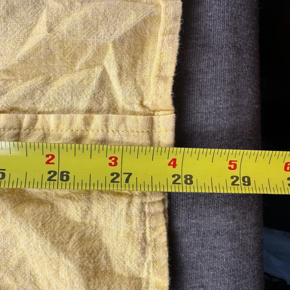 Old Navy Mens Everyday Shirt‎ Regular Fit Linen Blend Short Sleeve Yellow Large